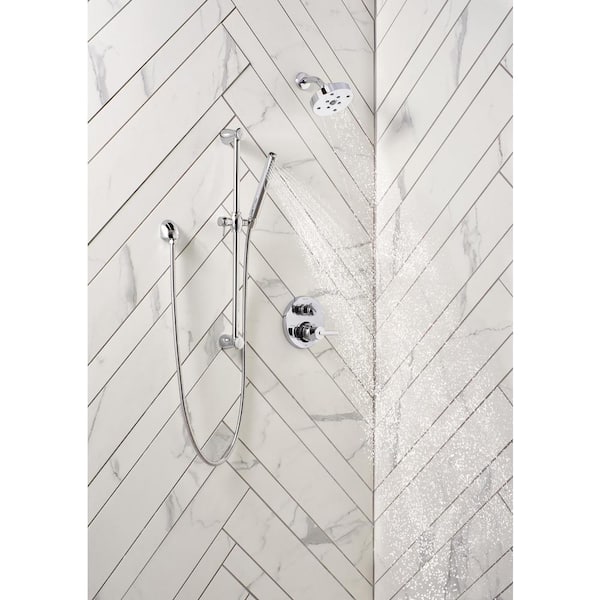 2-Handle Wall-Mount Valve Trim Kit in Chrome with 3-Setting Integrated Diverter (Valve Not Included)