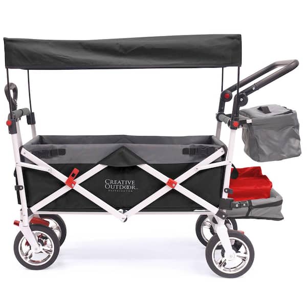Unbranded 3.4 cu.ft. Metal Folding Garden Cart Silver Series in Black