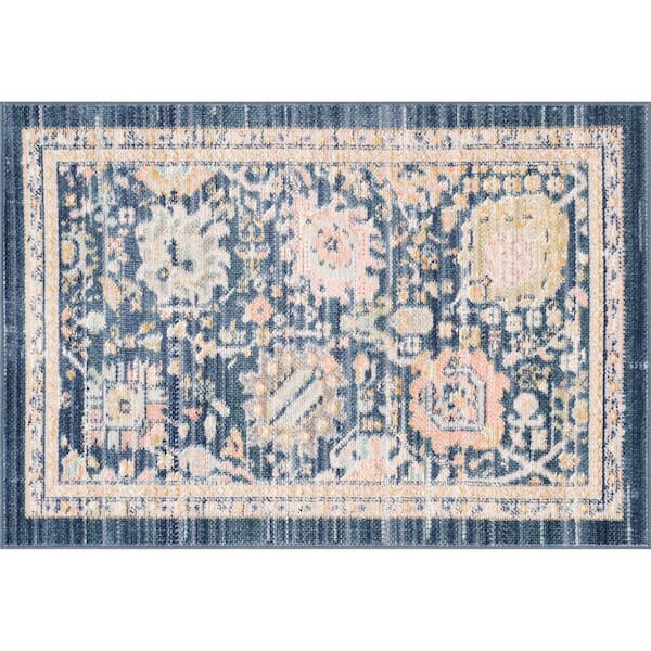 Crestwood Navy 2 ft. x 3 ft. Oriental Indoor Area Rug