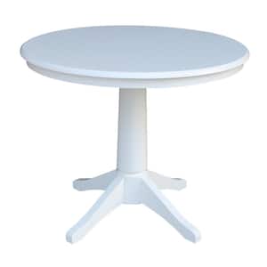 Olivia White Solid Wood 36 in. Round Pedestal Dining Table