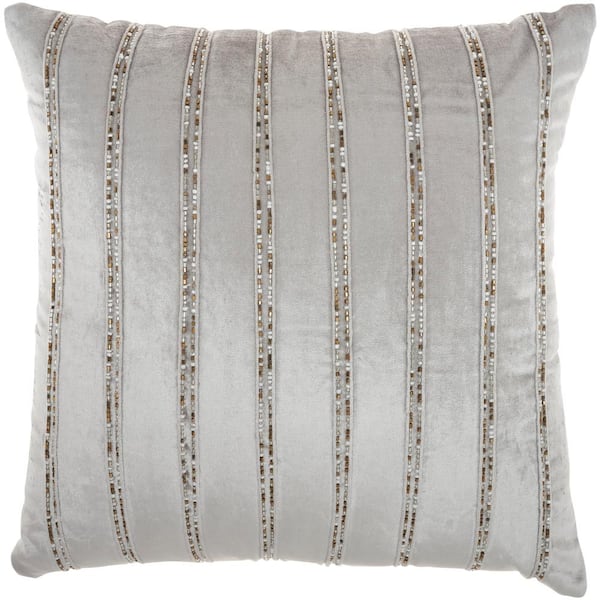 Mina Victory Sofia Light Gray Striped 20 in. x 20 in. Throw Pillow