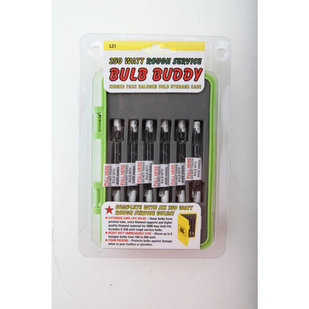 Woods L21 250-Watt Rough Service Halogen Bulb with Bulb Buddy Protective Case  6-Pack