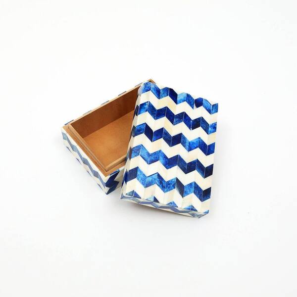 ✨Beautiful Blue 4 in. x 2.5 in. Bone & MDF Decorative Storage Box