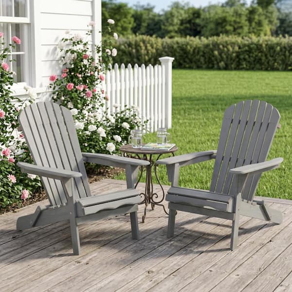 Flynama Wooden Folding Adirondack Chair Set of 2 for Patio Garden
