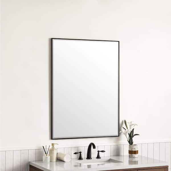 Rohe 30 in. W x 40 in. H Rectangular Framed Wall Mount Bathroom Vanity Mirror in Matte Black