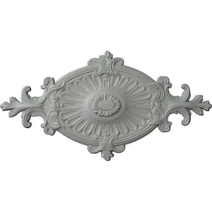23-5/8" x 4" ID x 1-1/2" Rose and Ribbon Urethane Ceiling Medallion (Fits Canopies upto 4"), Primed White