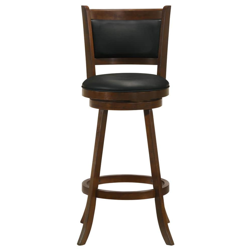 Transitional Black Wood Swivel Bar Stool Set