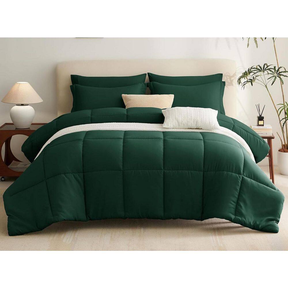Soft 7-Piece Emerald Green 100% Microfiber Queen Comforter Set with Sheets  UMPVDH The Home Depot