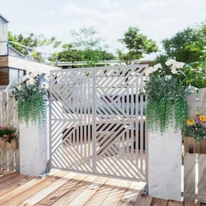 72 in. Galvanized Metal Outdoor Privacy Screens Garden Outdoor Fence Zodiac in White
