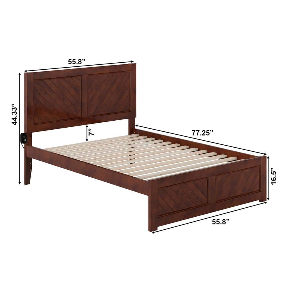 Canyon Walnut Full Wood Platform Bed with Chevron Headboard
