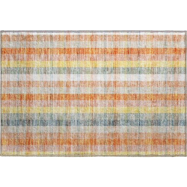 Mayfield Premium Machine Washable Abstract AMF966 Peach 1 ft. 8 in. x 2 ft. 6 in. Area Rug
