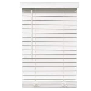 White Cordless Room Darkening Faux Wood Blinds with 2 in. Slats - 36 in. W x 64 in. L