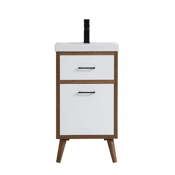Unbranded Simply Living 18.11 in. W x 15.16 in. D x 33.46 in. H Bath Vanity in Matte White with White Resin Top