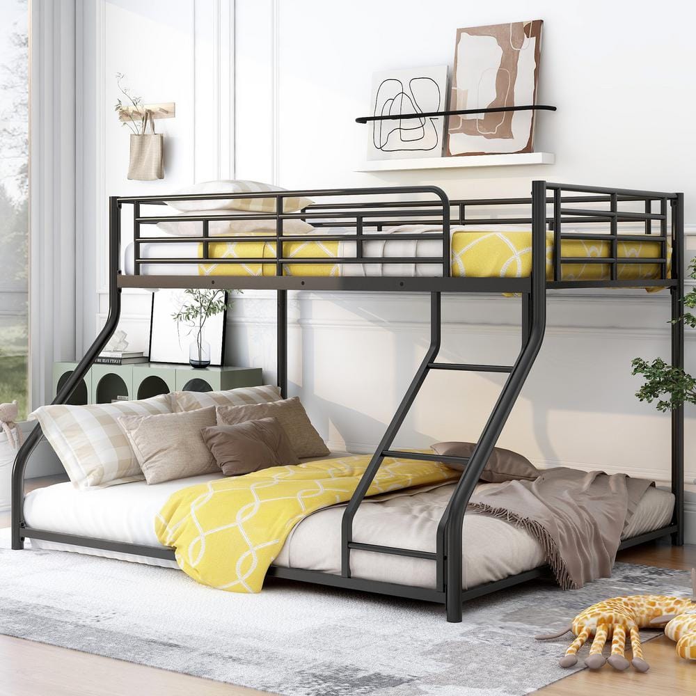 Polibi Metal Twin XL over Queen Bunk Bed with Ladder, Black RS-39652-E ...