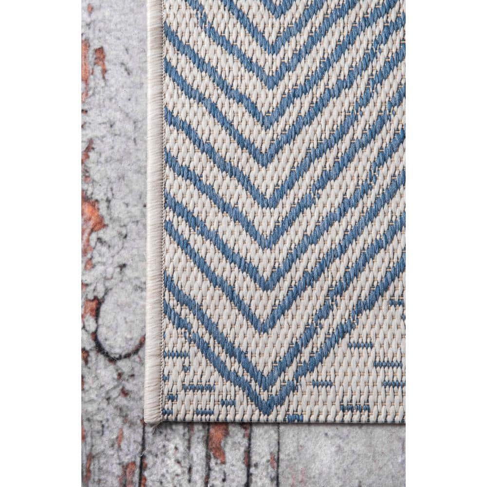 Blue Chevron Geometric Indoor/Outdoor Area Rug