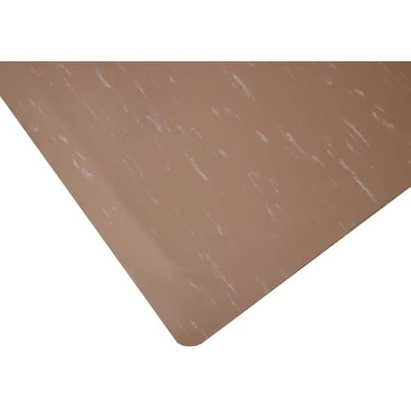 Rhino Anti-Fatigue Mats Marbleized Tile Top Anti-Fatigue Commercial 4 ft. x 60 ft. x 1/2 in. Brown Vinyl Mat