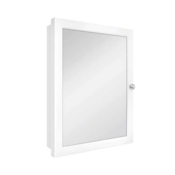 Glacier Bay 20 in. W x 26 in. H Rectangular Framed Recessed or Surface-Mount Bathroom Medicine Cabinet with Mirror, White