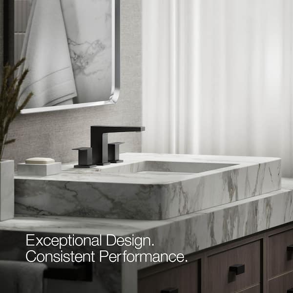 Honesty 8 In. Widespread Double Handle Bathroom Faucet In Matte Black 1.2 Gpm