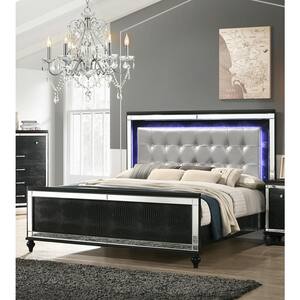 New Classic Furniture Valentino Black Wood Frame Queen Platform Bed with Embossed Inlay