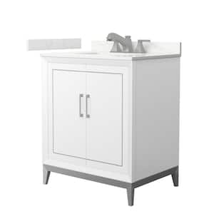 Marlena 30 in. W x 22 in. D x 35.25 in. H Single Bath Vanity in White with Giotto Quartz Top