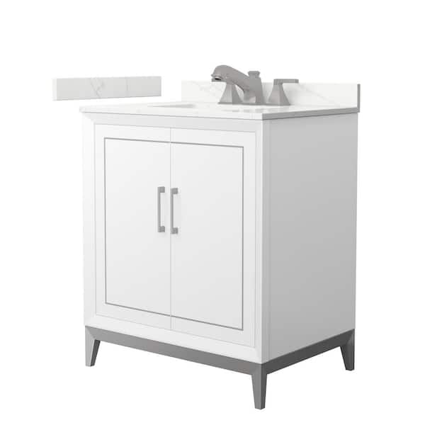 Marlena 30 in. W x 22 in. D x 35.25 in. H Single Bath Vanity in White with Giotto Quartz Top