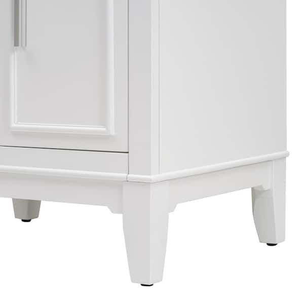 24 in. W x 18. 3 in. D x 35 in. H Single Sink Freestanding White Bath Vanity, with White Ceramic Top Basin