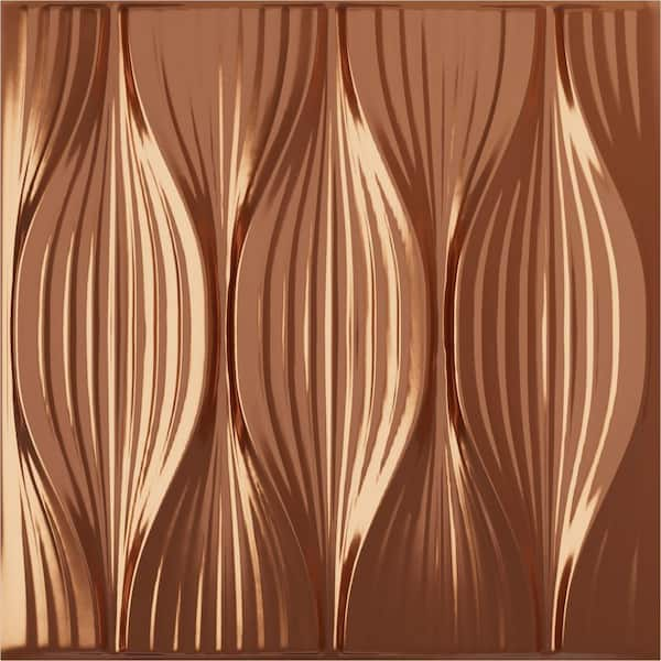 Ekena Millwork WP20X20WWBCO 19 5/8W x 19 5/8H Willow EnduraWall Decorative 3D Wall Panel, Bright Coat Copper (Covers 2.67 Sq. ft.)