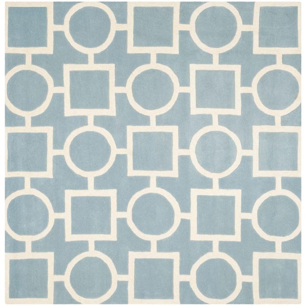 SAFAVIEH Chatham Blue/Ivory 7 ft. x 7 ft. Square Area Rug