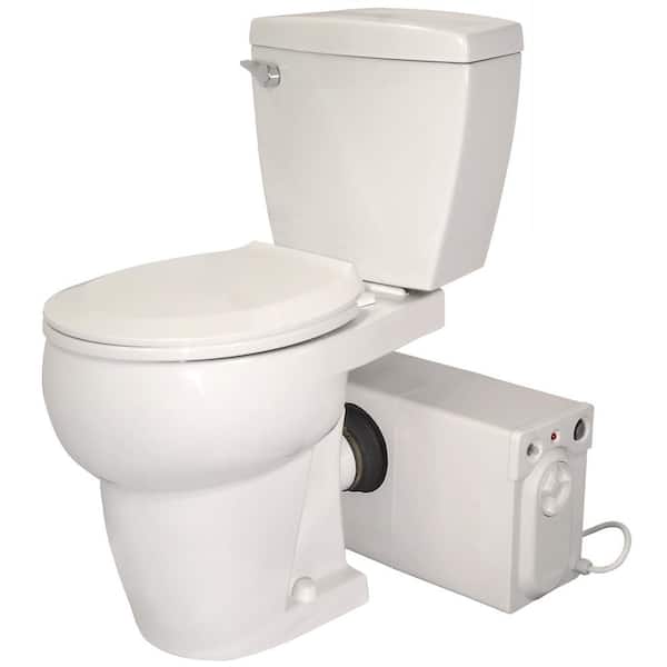 THETFORD Bathroom Anywhere 2-Piece 1.28 GPF Single Flush Round Toilet with Seat Macerating Pump in White
