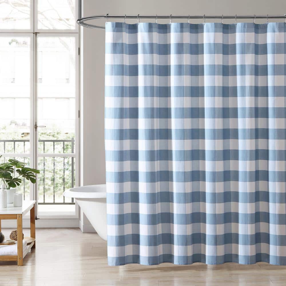 Laura Ashley Cynthia Blue Cotton 72 x 72 Shower Curtain USHS6A1219263