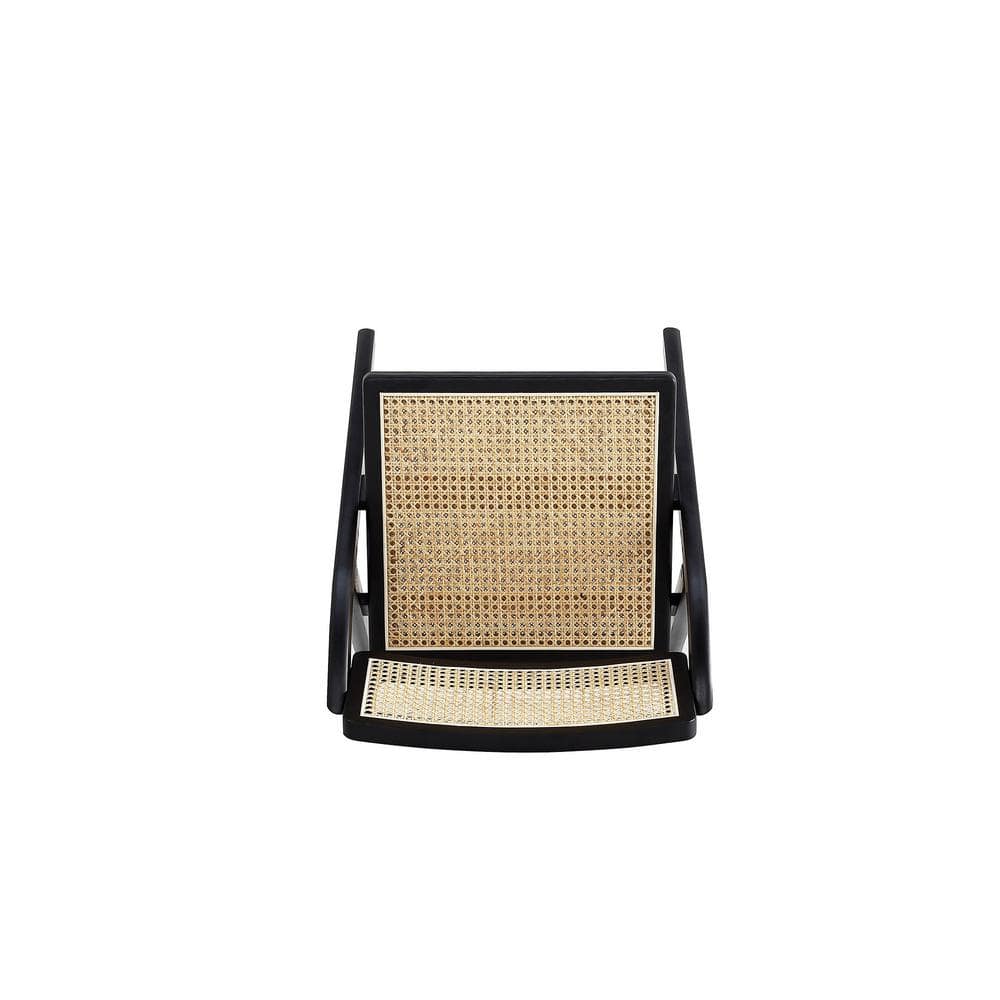 Sleek Black and Natural Cane Folding Side Chair Set