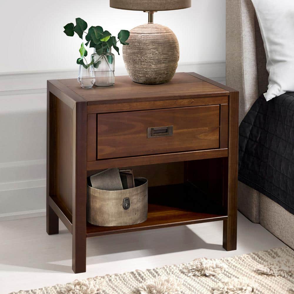 Walker Edison Furniture Company 1-Drawer Classic Solid Wood Nightstand - Walnut HD8423