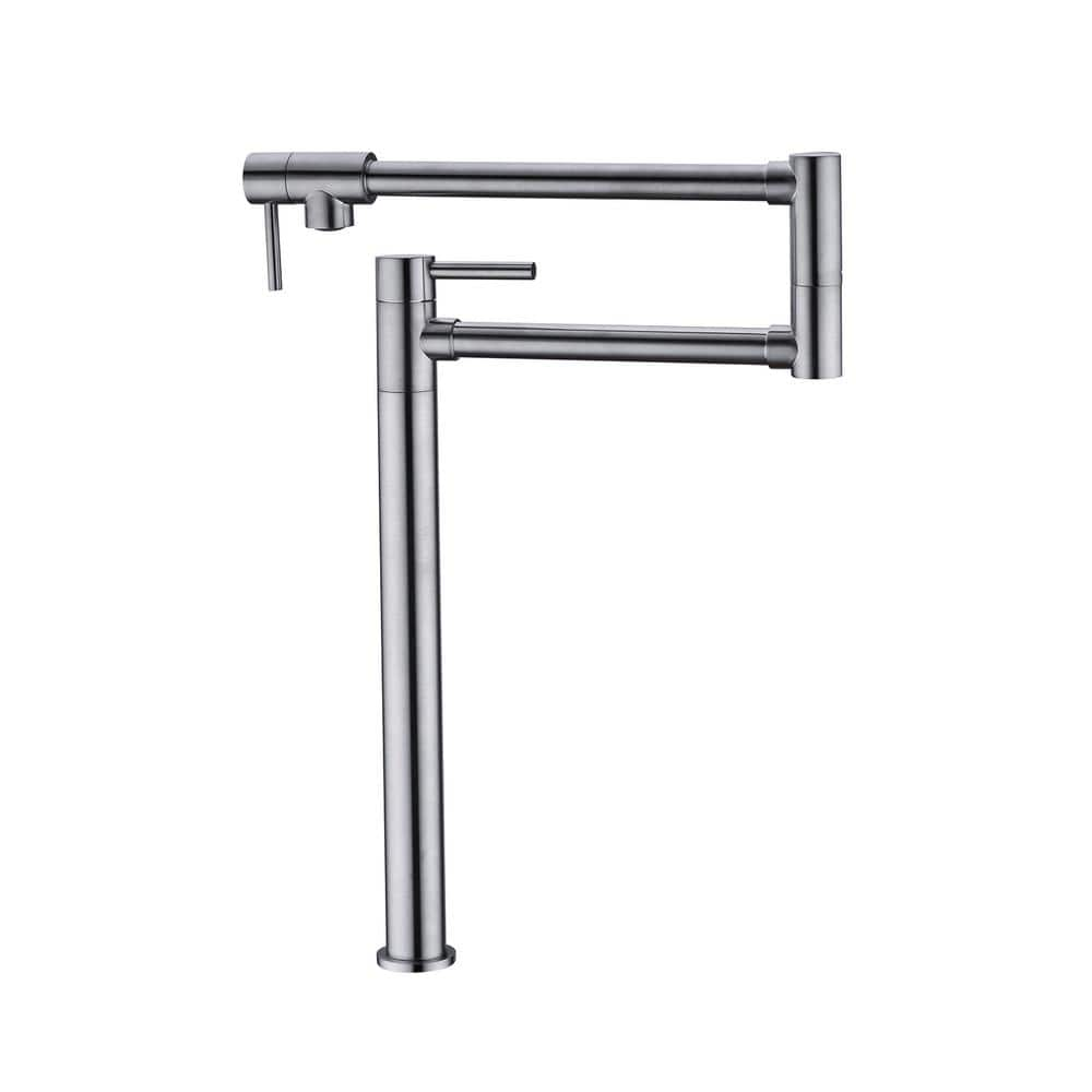 Deck Mount Pot Filler Faucet with Extension Shank in Brushed Nickel -  Tahanbath, W2287P153478