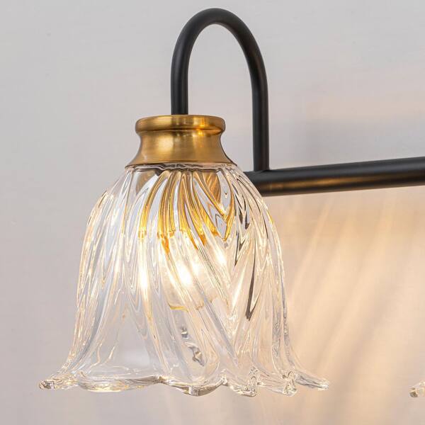 ZYZWMB 23.23 in. 3-Light Black and Brass Vintage Bathroom Vanity