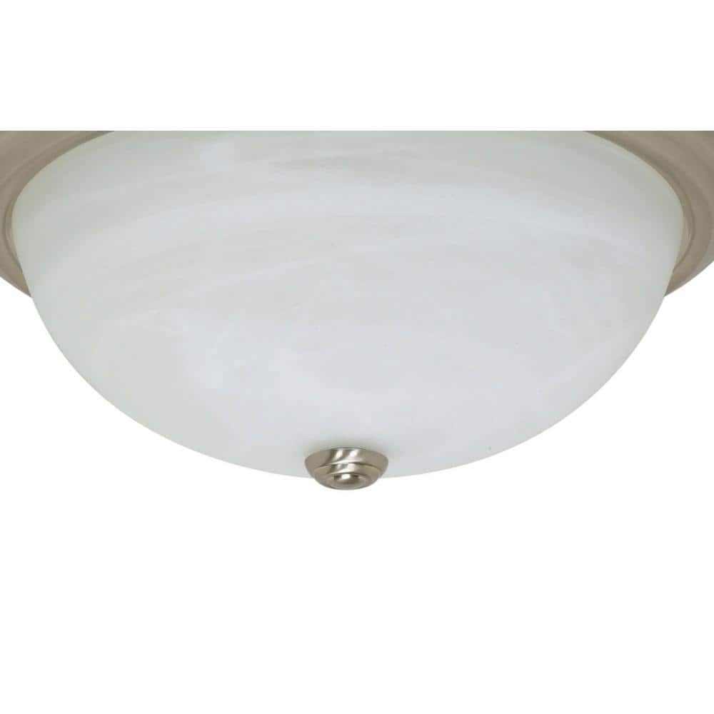 15" Brushed Nickel Alabaster Glass Flush Mount Light