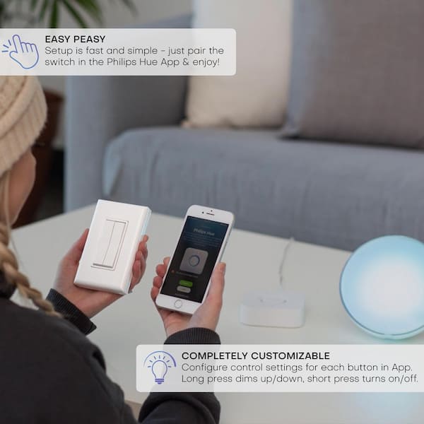 Philips Living Colour/Hue Remote Control Holder - White Wall Bracket For Gen 2 Remote