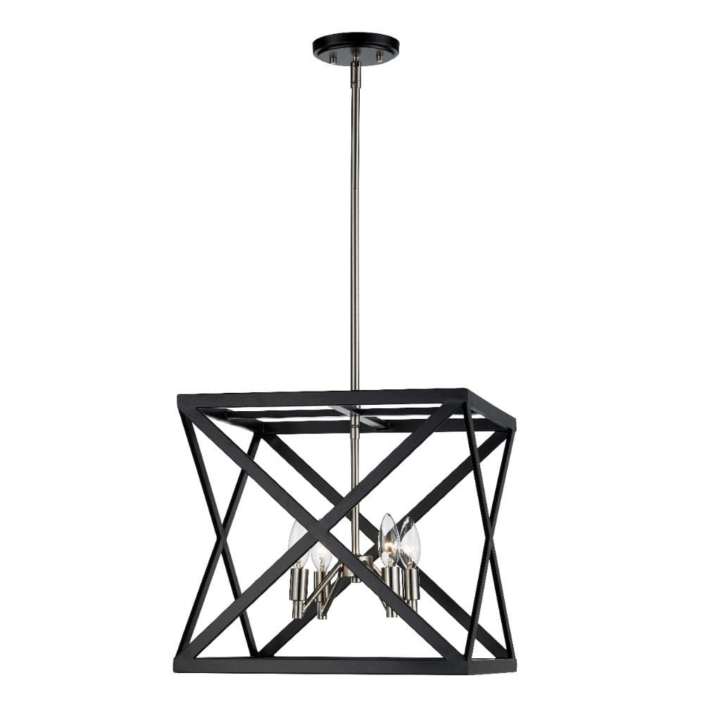Ackerman 4-Light Black and Brushed Nickel Pendant Light Fixture with Caged Metal Shade price history on PriceWatchPro
