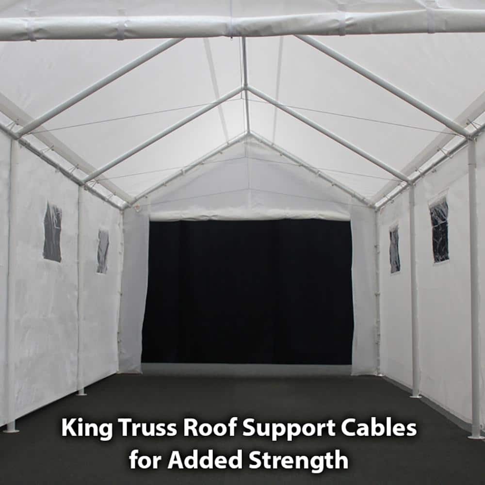 Hercules 10ft x 20ft White Metal Frame Enclosed Carport Garage