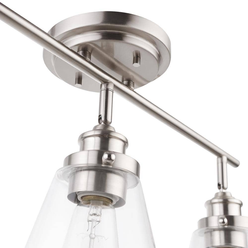 Brushed Nickel 3-Light Track Lighting with Clear Glass Shades