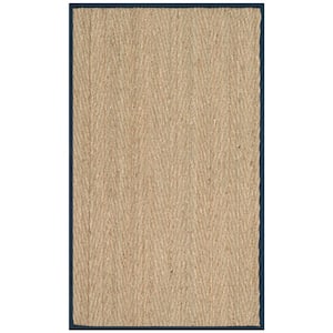 Natural Fiber Beige/Blue Doormat 3 ft. x 4 ft. Border Area Rug