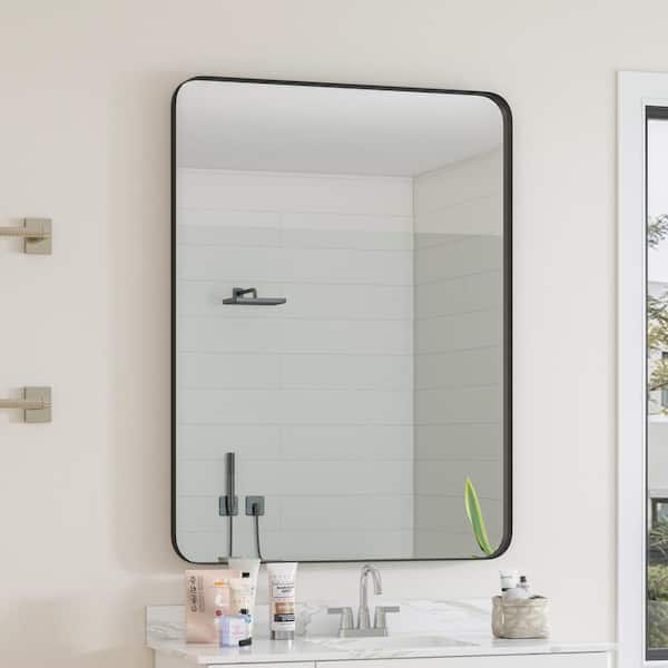 Unbranded Black 30 in. W x 40 in. H Rectangle Metal Framed Mirror