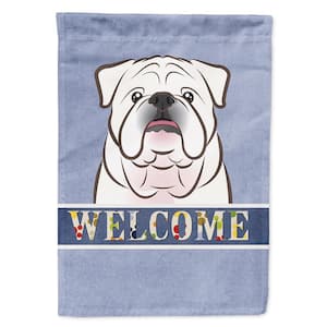 28 in. x 40 in. Polyester White English Bulldog Welcome Flag Canvas House Size 2-Sided Heavyweight