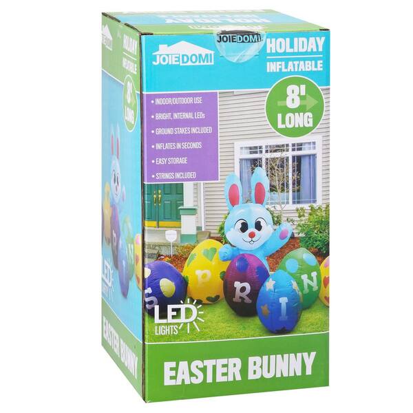 8 in. Sitting Easter Bunny with Flower Headband 3329 - The Home Depot