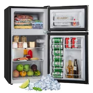 18 in. 3.2 cu.ft. Mini Refrigerator in Silver with Top Door Freezer Compact Fridge with 2 Reversible Door