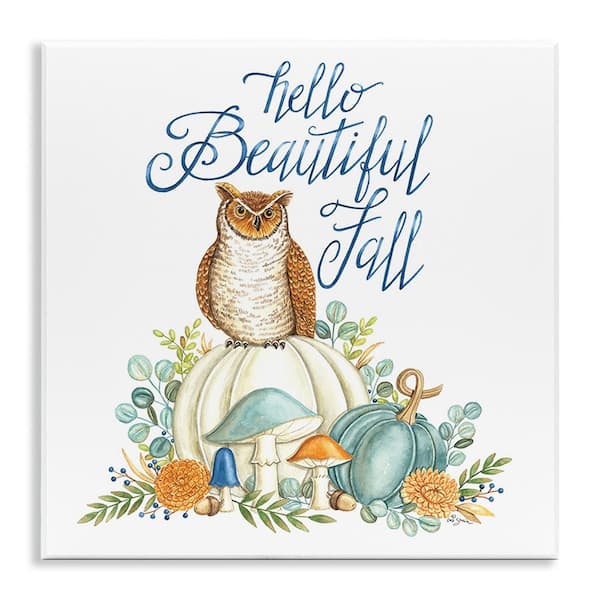 Stupell Industries Beautiful Fall with Owl by Deb Strain 1-Piece Unframed Graphic Print Nature Poster Art Print 12 in. x 12 in.