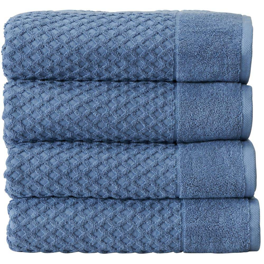 FRESHFOLDS Cotton Textured 4-pc. Bath Towel Set Mineral Blue