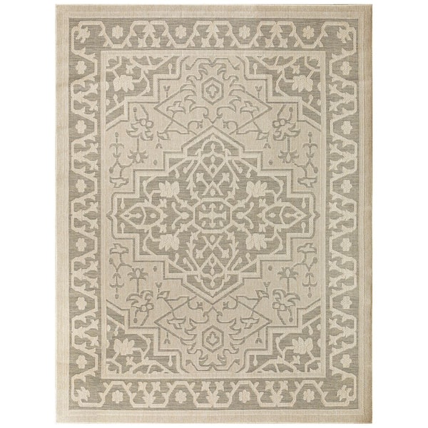 Tulum Taupe Olive 8 ft. x 10 ft. Center medallion Contemporary Area Rug