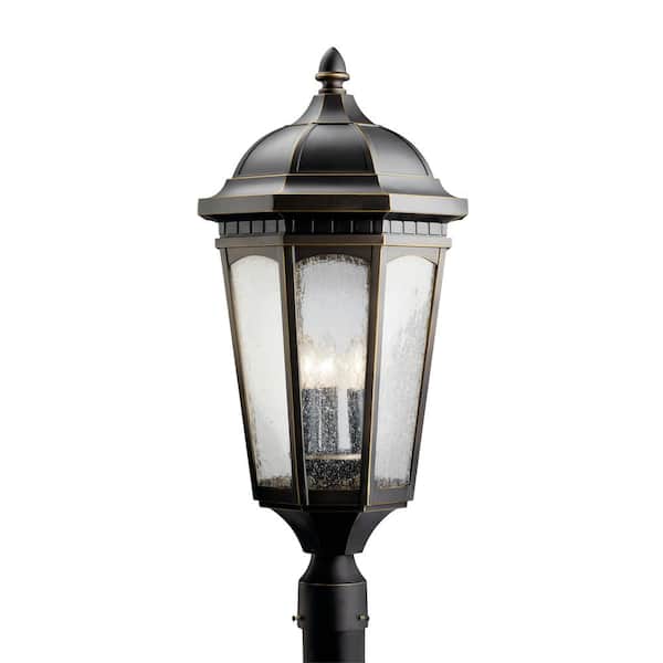 Courtyard 3-Light Rubbed Bronze Aluminum Hardwired Waterproof Outdoor Post Light with No Bulbs Included (1-Pack)