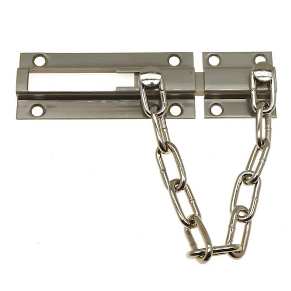 idh by St. Simons Solid Brass Chain Bolt Guard in Satin Nickel