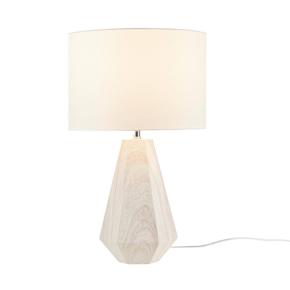 Flinn White Resin Table Lamp with Drum Shade